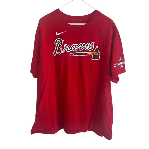Atlanta Braves Nike Max Fried #54 Tee — Red MLB Champions Shirt - Picture 2 of 3